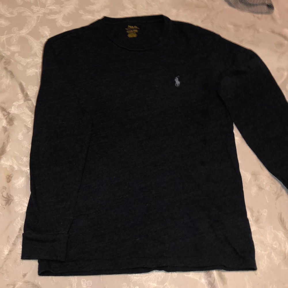long sleeve dark blue classic fit polo  t shirt